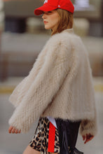 Load image into Gallery viewer, Cropped Jacket in beige in fine fur