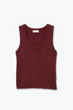 Load image into Gallery viewer, Burgundy Fine-Rib Knit Scoop Neck Sleeveless sweater with Wide Straps