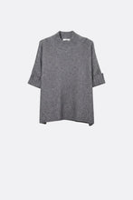 Load image into Gallery viewer, Grey chunky Ribbed knit Mock neck Sweater with elbow-length sleeve