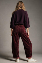 Load image into Gallery viewer, Corduroy High Rise wide Barrell leg Pants in burgundy