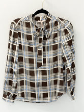 Load image into Gallery viewer, Mocha Blue Plaid Blouse