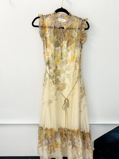 light yellow floral dress Whimsical Yellow Floral Dress Medium