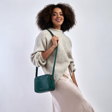 Load image into Gallery viewer, Cara Faux Croc Crossbody- Forest Green