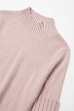 Load image into Gallery viewer, Pink chunky Knit Ribbed High Collar Relaxed Fit Sweater with elbow-length sleeve
