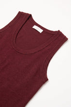 Load image into Gallery viewer, Burgundy Fine-Rib Knit Scoop Neck Sleeveless sweater with Wide Straps
