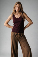 Load image into Gallery viewer, Burgundy Fine-Rib Knit Scoop Neck Sleeveless sweater with Wide Straps

