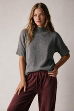 Load image into Gallery viewer, Grey chunky Ribbed knit Mock neck Sweater with elbow-length sleeve
