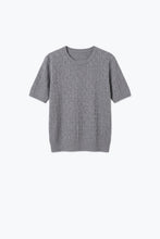Load image into Gallery viewer, Short-sleeve sweater in gray knit with ribbed edge
