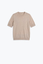 Load image into Gallery viewer, Fango Merino Wool Blend Fine Knit Ribbed Crew Neck Short Sleeve Sweater
