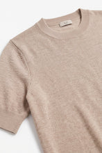 Load image into Gallery viewer, Fango Merino Wool Blend Fine Knit Ribbed Crew Neck Short Sleeve Sweater
