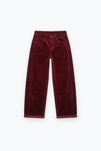 Load image into Gallery viewer, Corduroy High Rise wide Barrell leg Pants in burgundy
