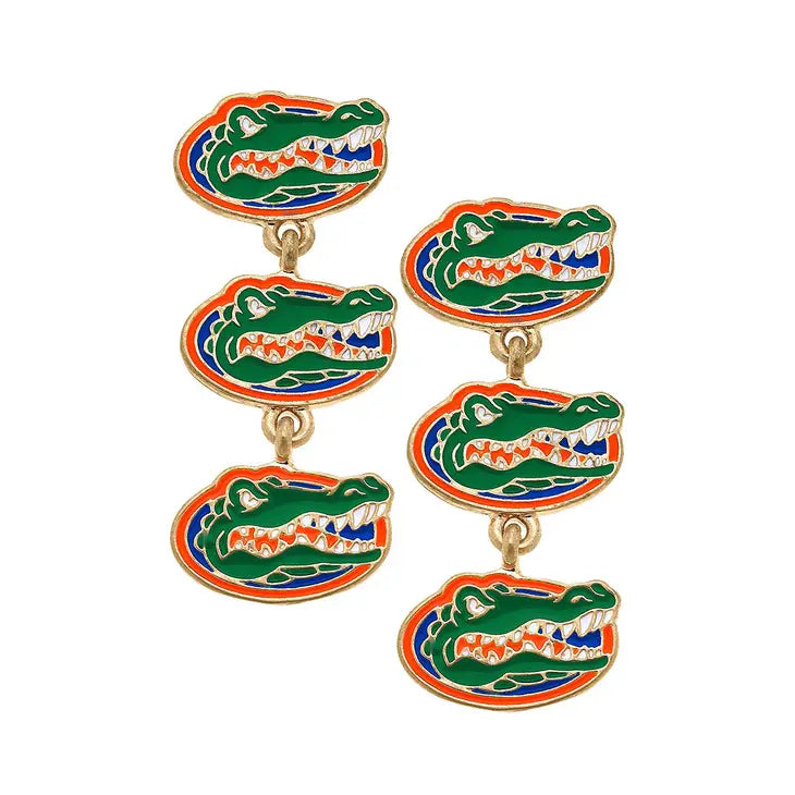 Florida Gator Triple Drop Earring