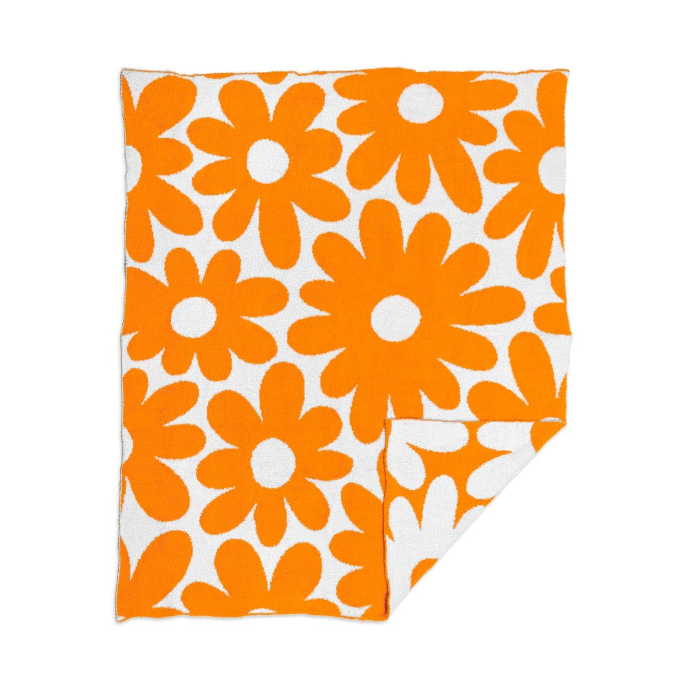 Orange Floral Cozy Blanket