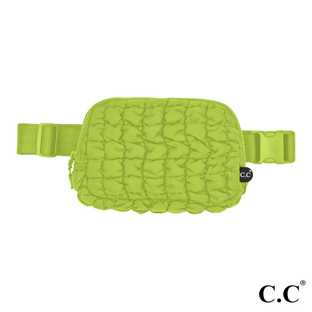 CC Quilted Puffer Belt Bag- Lime