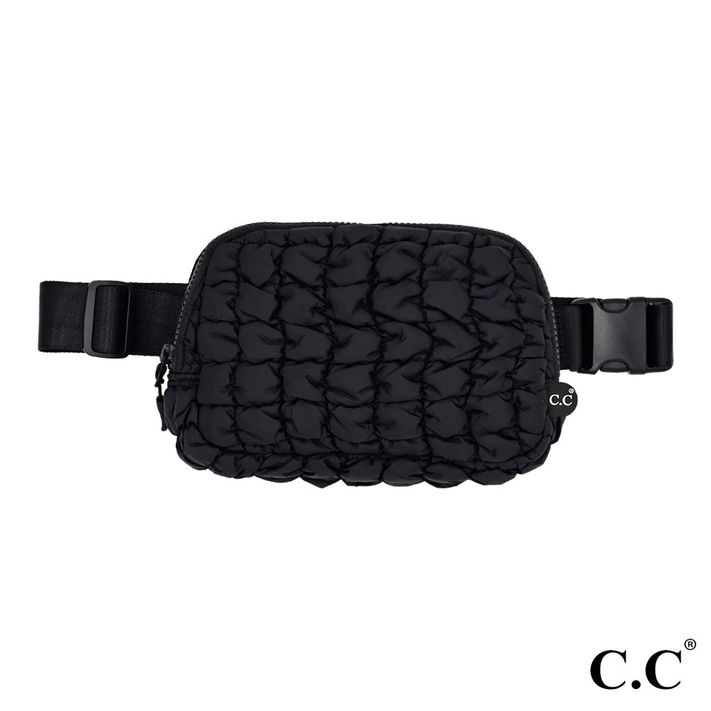 CC Quilted Puffer Belt Bag- Black