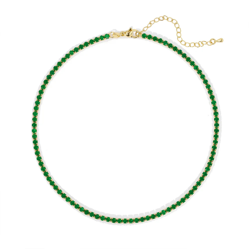 Green stone choker necklace.