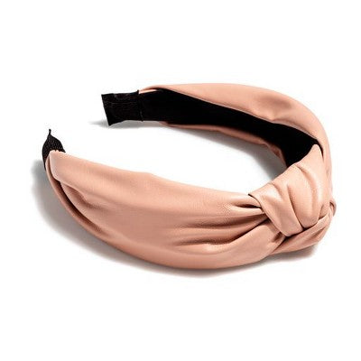 Blush Knotted Faux Leather Headband