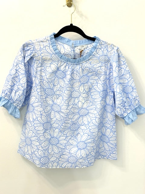 Slate Blue Embroidered Top