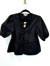 Load image into Gallery viewer, Black Bow Tie Blouse
