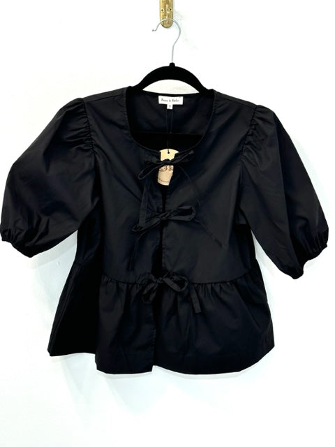 Black Bow Tie Blouse