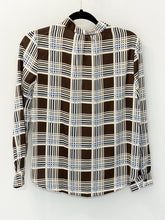 Load image into Gallery viewer, Mocha Blue Plaid Blouse
