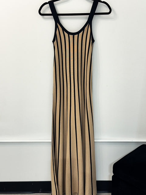 Rib Striped Midi Dress