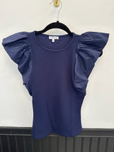 Load image into Gallery viewer, Navy Flutter Sleeve Top
