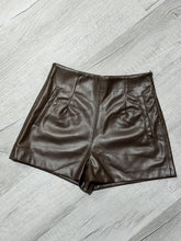 Load image into Gallery viewer, Faux Leather Pocket Short- Brown
