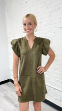 Load image into Gallery viewer, Flutter Sleeve Suede Dress
