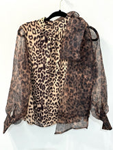 Load image into Gallery viewer, Leopard Print Sheer Sleeve Blouse
