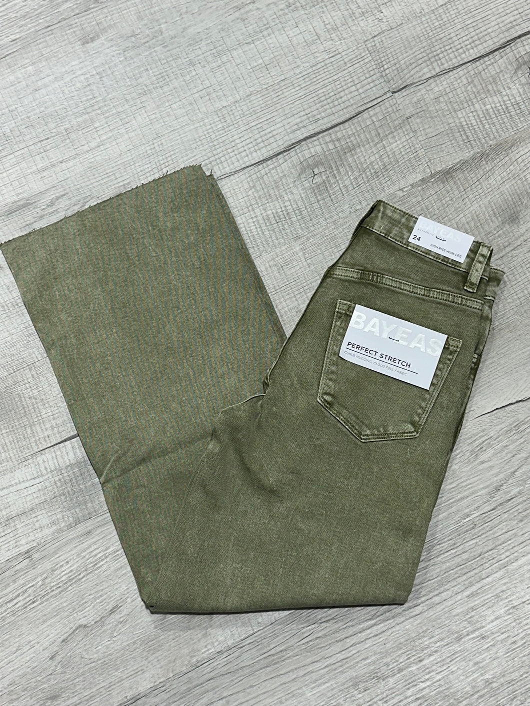 Bayeas High Rise Wide Leg Denim- Green