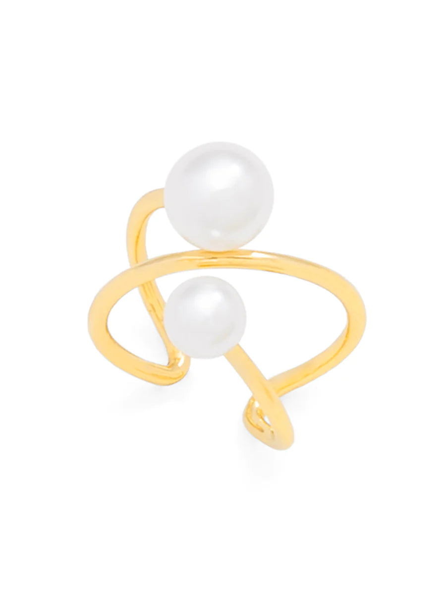 Double Pearl Adjustable Ring