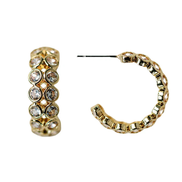 Double Diamond Hoop Earring