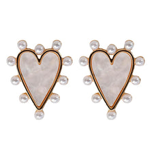 Load image into Gallery viewer, Pearl Studded Heart Earring

