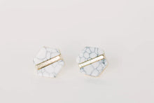 Load image into Gallery viewer, Marble Hexagon Stud Earring
