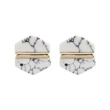 Load image into Gallery viewer, Marble Hexagon Stud Earring
