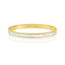 Load image into Gallery viewer, Gold bangle bracelet with cz stones.
