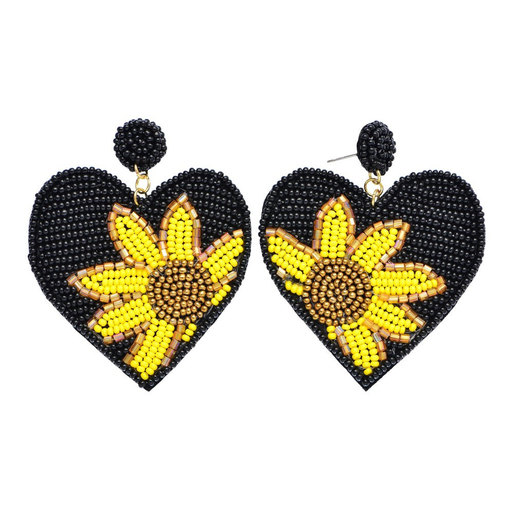 Beaded Sunflower Earring