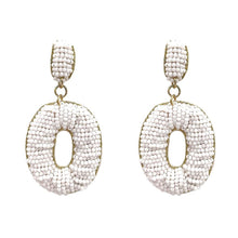 Load image into Gallery viewer, Oval Beaded Drop Earring
