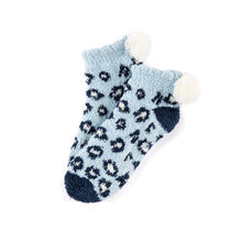 Load image into Gallery viewer, Alma Leopard Plush Socks-Blue
