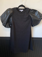 Load image into Gallery viewer, Faux Leather Puff Sleeve Dress
