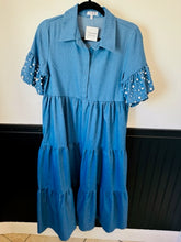Load image into Gallery viewer, Pretty in Pearls Denim Dress
