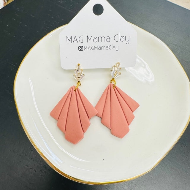 Glam Clay Drop Earring-Mauve Pink