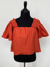 Load image into Gallery viewer, Orange Flutter Sleeve Poplin Top
