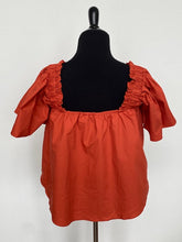 Load image into Gallery viewer, Orange Flutter Sleeve Poplin Top
