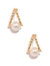 Load image into Gallery viewer, Twisted Cable Pearl Drop Earring
