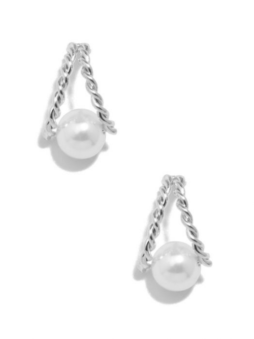 Twisted Cable Pearl Drop Earring