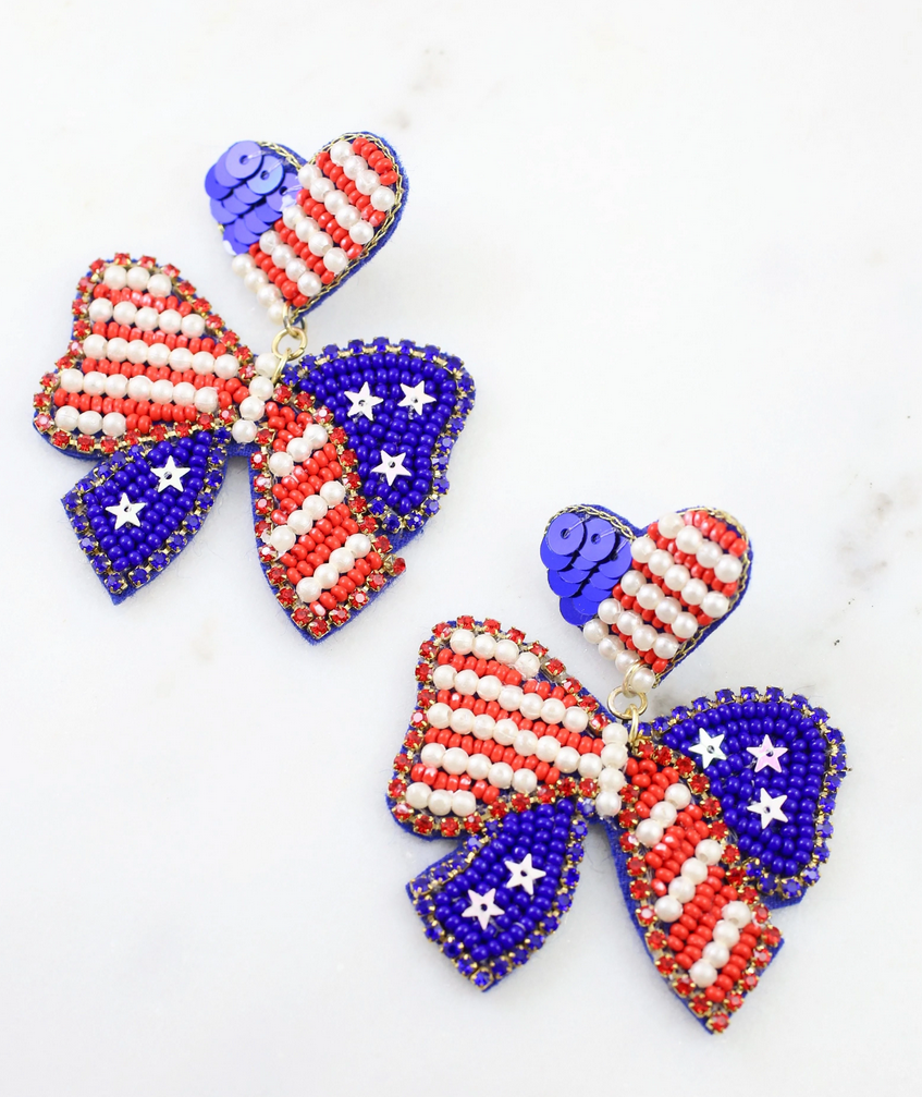 American Embellished Bow Earring
