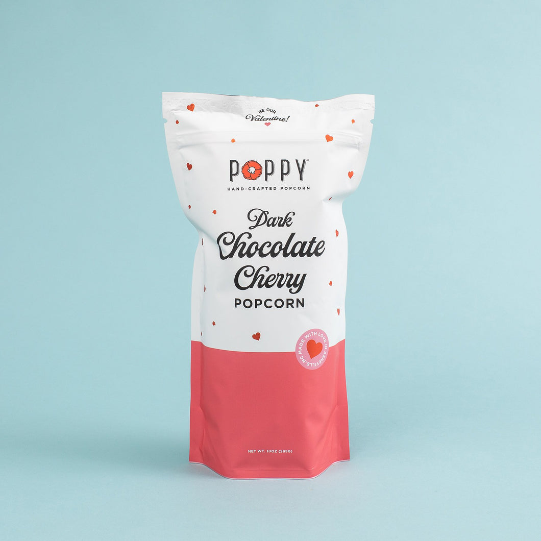 Poppy Valentine Dark Chocolate Cherry Popcorn