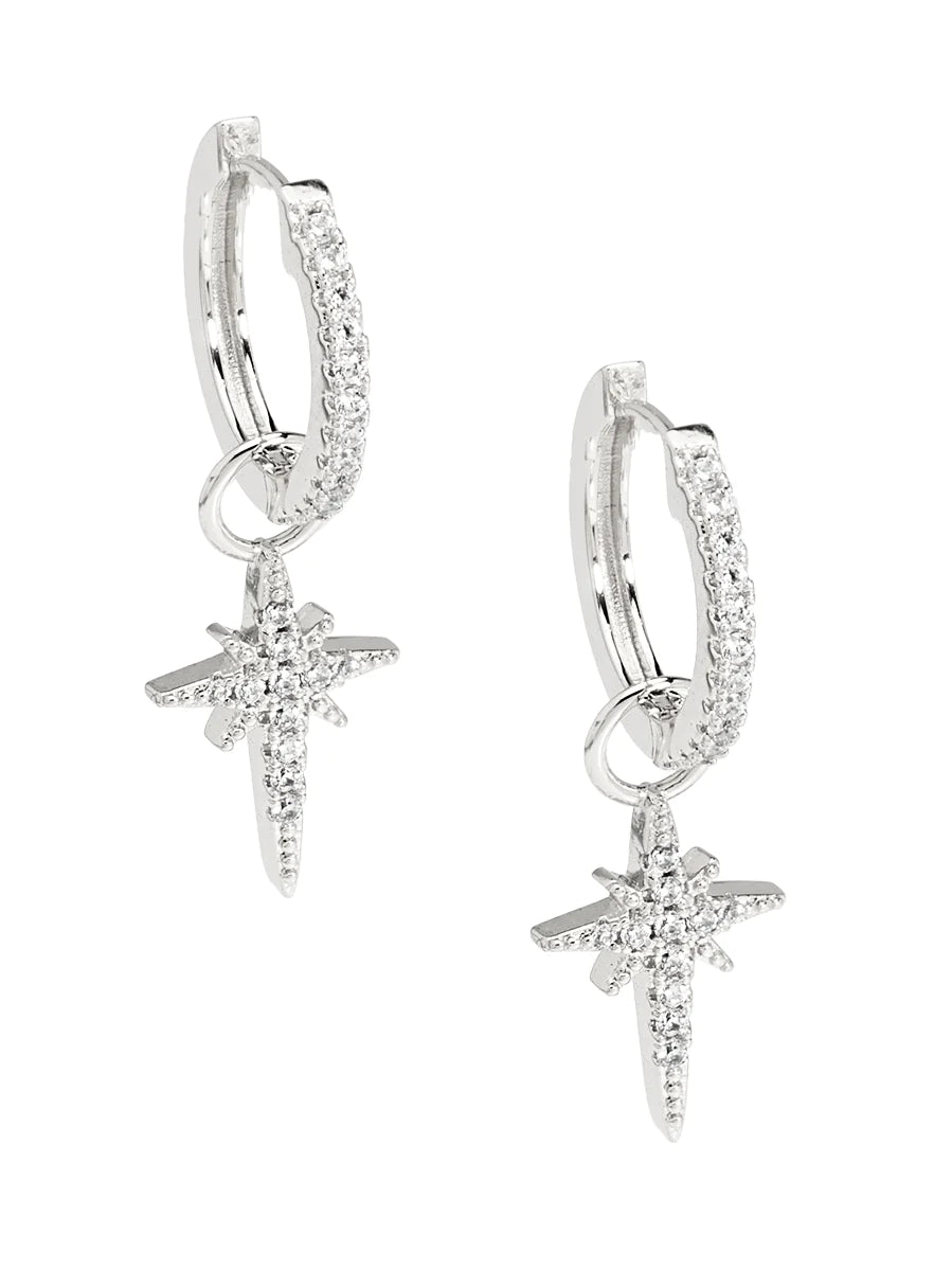 Pave Crystal Star Drop Huggies